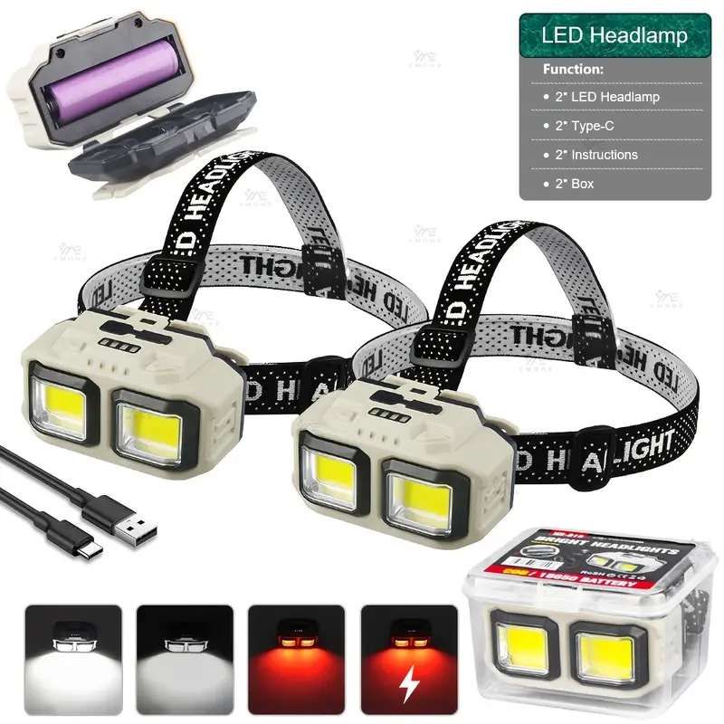 COB LED Headlamp Rechargeable  - Fishing Headlamp 评论和价格